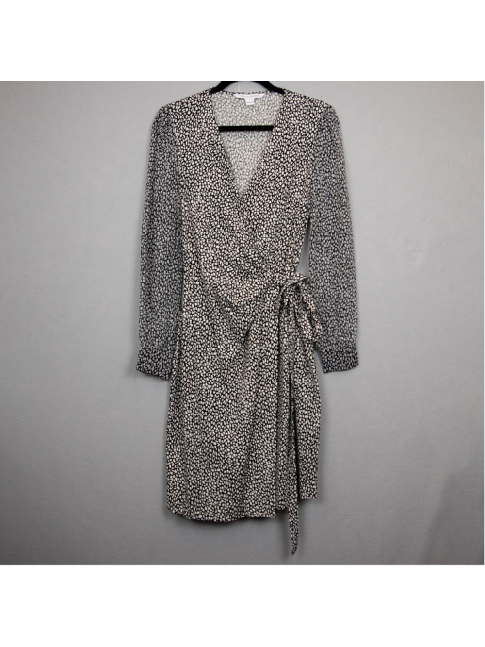 Diane von Furstenberg black white animal print wrap dress-8